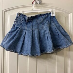 Wild Fable Denim Pleated Mini Skort Zip Closure Blue Women's Size 4